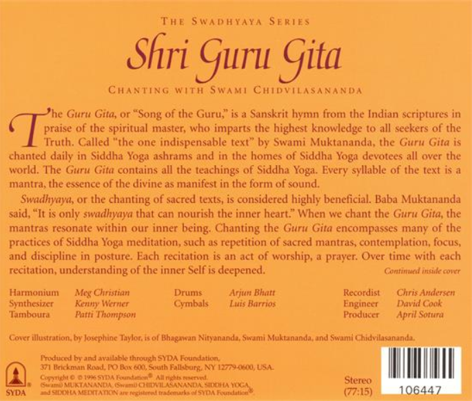 Recitation of Shri Guru Gita with Gurumayi Chidvilasananda