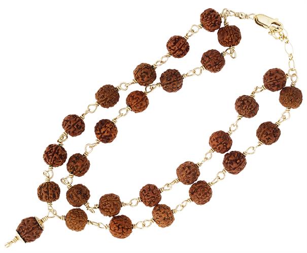 Wrist Rudraksha Mala strung on Gold Filled wire - Small Beads
